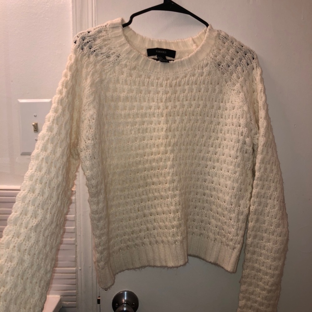 Off white, oversized, waffle knit sweater